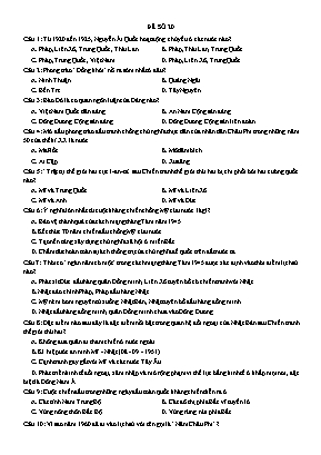 Đề khảo sát chất lượng môn Lịch sử Lớp 9 - Đề số 20 (Có đáp án)